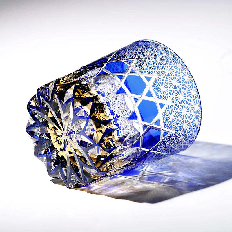 Japanese Edo Kiriko Blue Green Glass Tumbler for Dinner Parties Bars 9oz Crysatal Wine Whiskey Glass Beverage Cup Gift Packing - Image 4