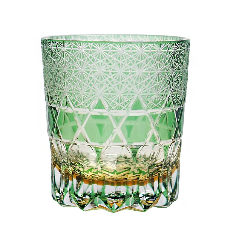 Japanese Edo Kiriko Blue Green Glass Tumbler for Dinner Parties Bars 9oz Crysatal Wine Whiskey Glass Beverage Cup Gift Packing - Image 9