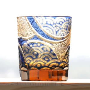 240 ml Cylinder Hand made Multi-Colored Japanese Style Old Fashioned Glass Edo Kiriko Whiskey Tumblers Engraved With Gift Box
