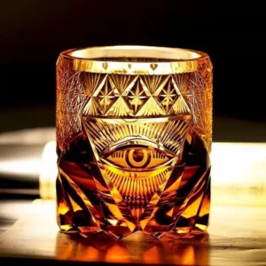 Eye Of God Crystal Whiskey Cup Luxury EDO Kiriko Wine Glass Illuminati Power Symbol Rock Tumbler Whisky Brandy Snifter For Boss